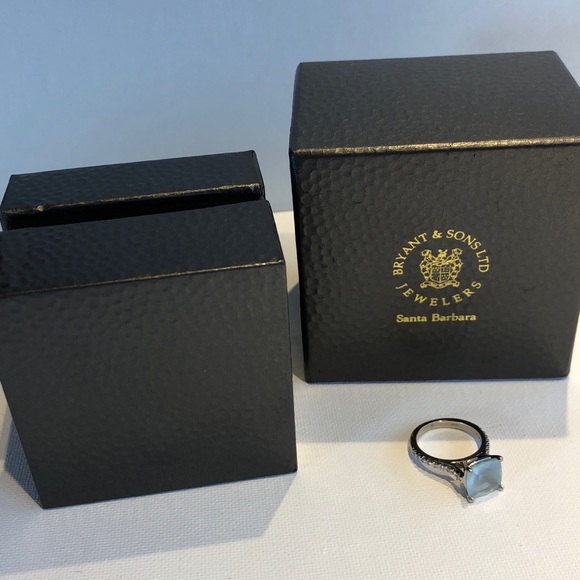 Aqua marine white gold and diamond ring - Picture 8 of 8